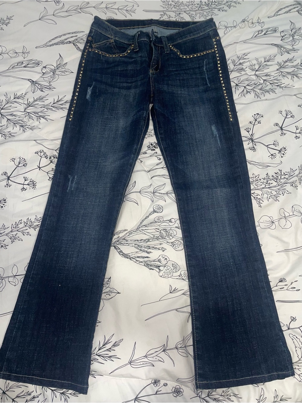Rock & Republic Dark Blue Flare Jeans with Stud Trim